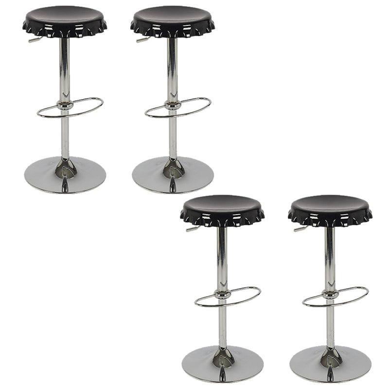 Contemporary Adjustable Backrest Counter High Stool with Metal Base Black 4 Piece Set Bar Stool(31"H) Clearhalo 'Bar Furniture' 'Bar Stools' 'bar_stools' 'furn' 'furn_bar_stools' 'Furniture' 'Kitchen & Dining Furniture' 7641530