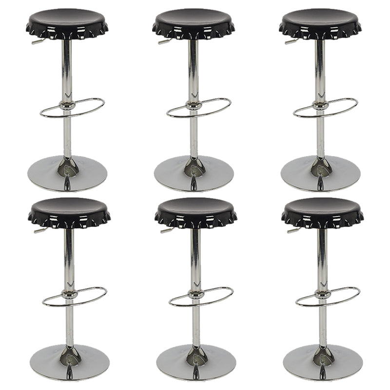 Contemporary Adjustable Backrest Counter High Stool with Metal Base Black 6 Piece Set Bar Stool(31"H) Clearhalo 'Bar Furniture' 'Bar Stools' 'bar_stools' 'furn' 'furn_bar_stools' 'Furniture' 'Kitchen & Dining Furniture' 7641531
