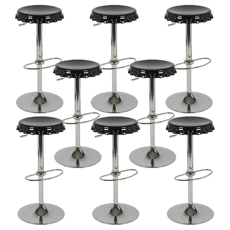 Contemporary Adjustable Backrest Counter High Stool with Metal Base Black 8 Piece Set Bar Stool(31"H) Clearhalo 'Bar Furniture' 'Bar Stools' 'bar_stools' 'furn' 'furn_bar_stools' 'Furniture' 'Kitchen & Dining Furniture' 7641532