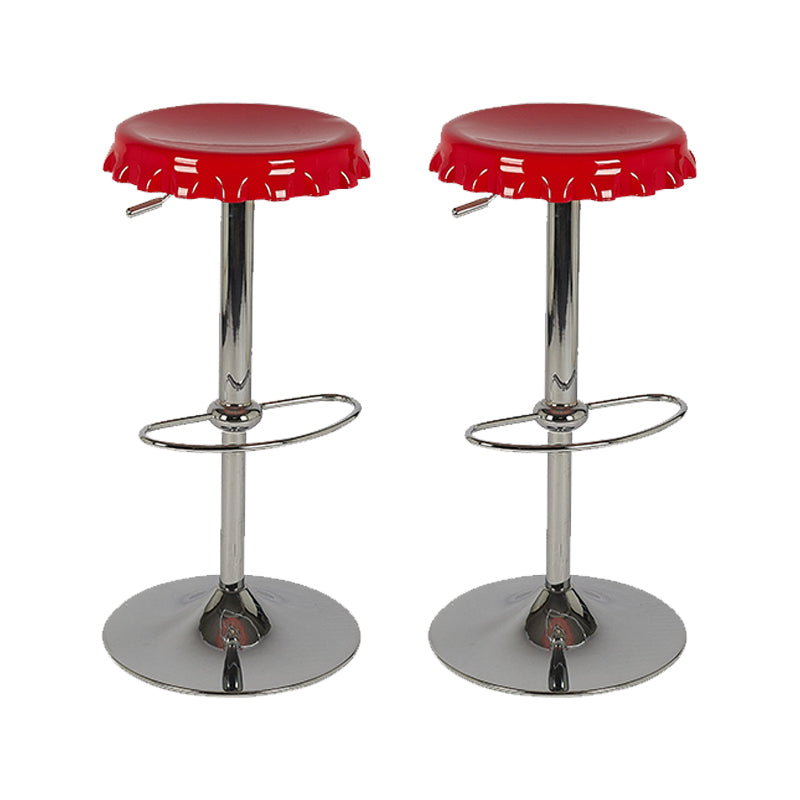 Contemporary Adjustable Backrest Counter High Stool with Metal Base Red 2 Piece Set Bar Stool(31"H) Clearhalo 'Bar Furniture' 'Bar Stools' 'bar_stools' 'furn' 'furn_bar_stools' 'Furniture' 'Kitchen & Dining Furniture' 7641534
