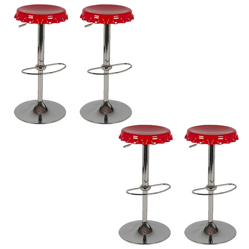 Contemporary Adjustable Backrest Counter High Stool with Metal Base Red 4 Piece Set Bar Stool(31"H) Clearhalo 'Bar Furniture' 'Bar Stools' 'bar_stools' 'furn' 'furn_bar_stools' 'Furniture' 'Kitchen & Dining Furniture' 7641535