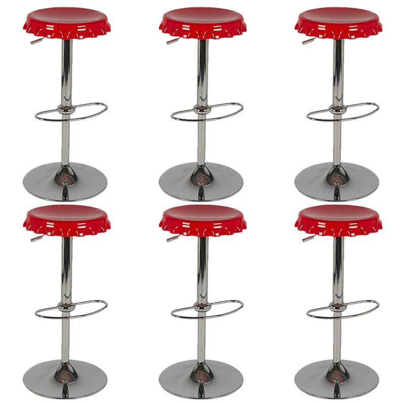 Contemporary Adjustable Backrest Counter High Stool with Metal Base Red 6 Piece Set Bar Stool(31"H) Clearhalo 'Bar Furniture' 'Bar Stools' 'bar_stools' 'furn' 'furn_bar_stools' 'Furniture' 'Kitchen & Dining Furniture' 7641536