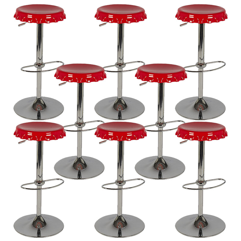 Contemporary Adjustable Backrest Counter High Stool with Metal Base Red 8 Piece Set Bar Stool(31"H) Clearhalo 'Bar Furniture' 'Bar Stools' 'bar_stools' 'furn' 'furn_bar_stools' 'Furniture' 'Kitchen & Dining Furniture' 7641537