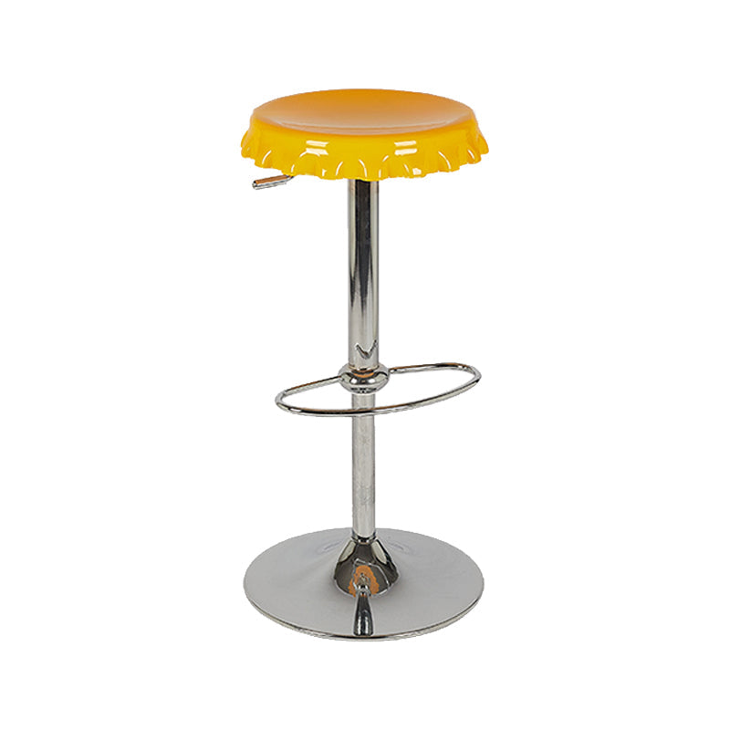 Contemporary Adjustable Backrest Counter High Stool with Metal Base Yellow 1 Piece Bar Stool(31"H) Clearhalo 'Bar Furniture' 'Bar Stools' 'bar_stools' 'furn' 'furn_bar_stools' 'Furniture' 'Kitchen & Dining Furniture' 7641538