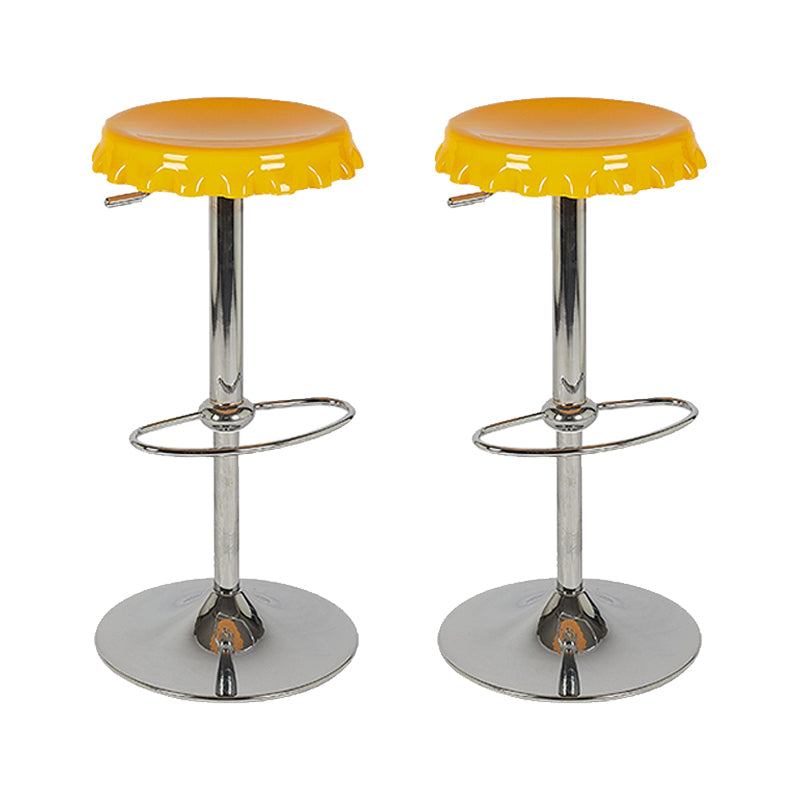 Contemporary Adjustable Backrest Counter High Stool with Metal Base Yellow 2 Piece Set Bar Stool(31"H) Clearhalo 'Bar Furniture' 'Bar Stools' 'bar_stools' 'furn' 'furn_bar_stools' 'Furniture' 'Kitchen & Dining Furniture' 7641539