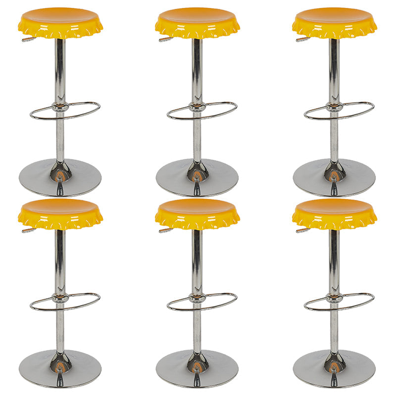 Contemporary Adjustable Backrest Counter High Stool with Metal Base Yellow 6 Piece Set Bar Stool(31"H) Clearhalo 'Bar Furniture' 'Bar Stools' 'bar_stools' 'furn' 'furn_bar_stools' 'Furniture' 'Kitchen & Dining Furniture' 7641541