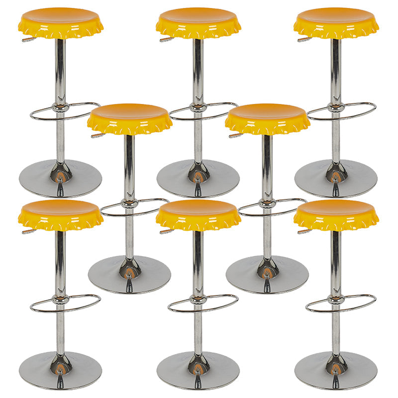 Contemporary Adjustable Backrest Counter High Stool with Metal Base Yellow 8 Piece Set Bar Stool(31"H) Clearhalo 'Bar Furniture' 'Bar Stools' 'bar_stools' 'furn' 'furn_bar_stools' 'Furniture' 'Kitchen & Dining Furniture' 7641542