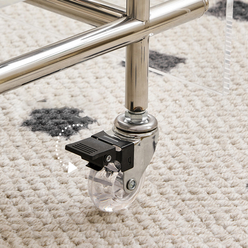 Acrylic End Table Metal Accent Side Table for Living Room with Wheels