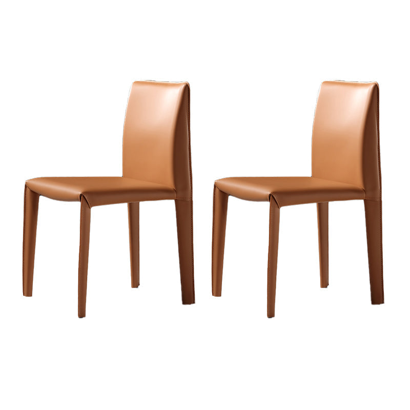 Modern Indoor Home Side Chair Faux Leather Upholstered Side Chair Orange 2 Piece Set Clearhalo 'Dining Chairs' 'Dining Tables & Seating' 'dining_chair' 'furn' 'furn_dining_chair' 'Furniture' 'Kitchen & Dining Furniture' 7643654