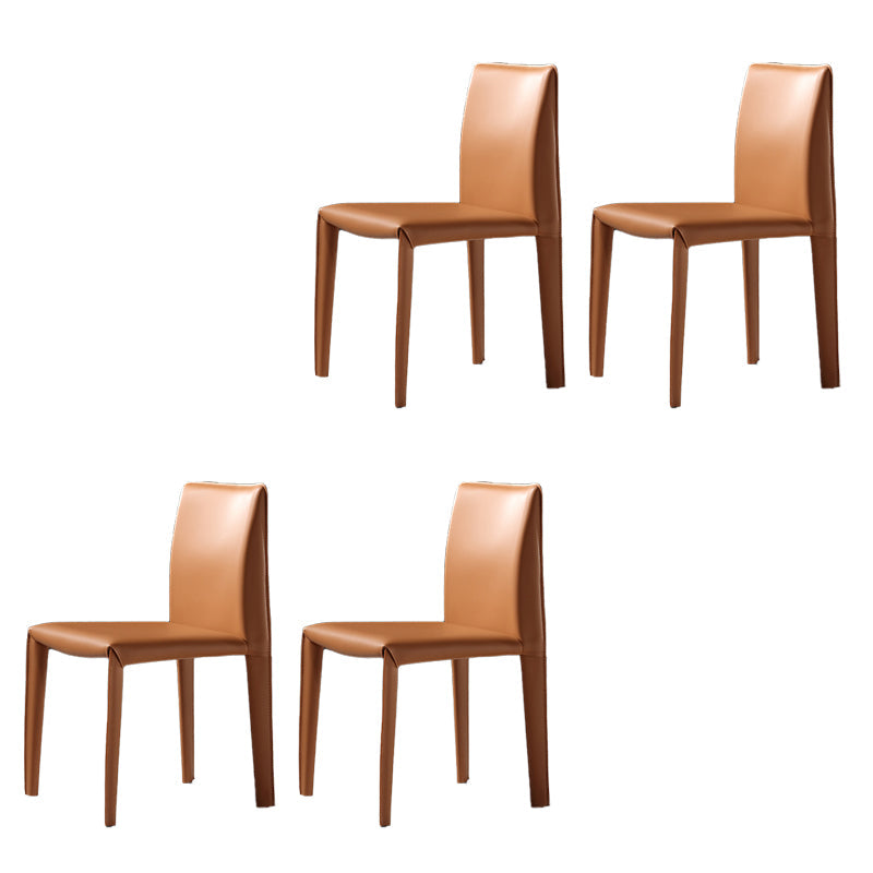Modern Indoor Home Side Chair Faux Leather Upholstered Side Chair Orange 4 Piece Set Clearhalo 'Dining Chairs' 'Dining Tables & Seating' 'dining_chair' 'furn' 'furn_dining_chair' 'Furniture' 'Kitchen & Dining Furniture' 7643655