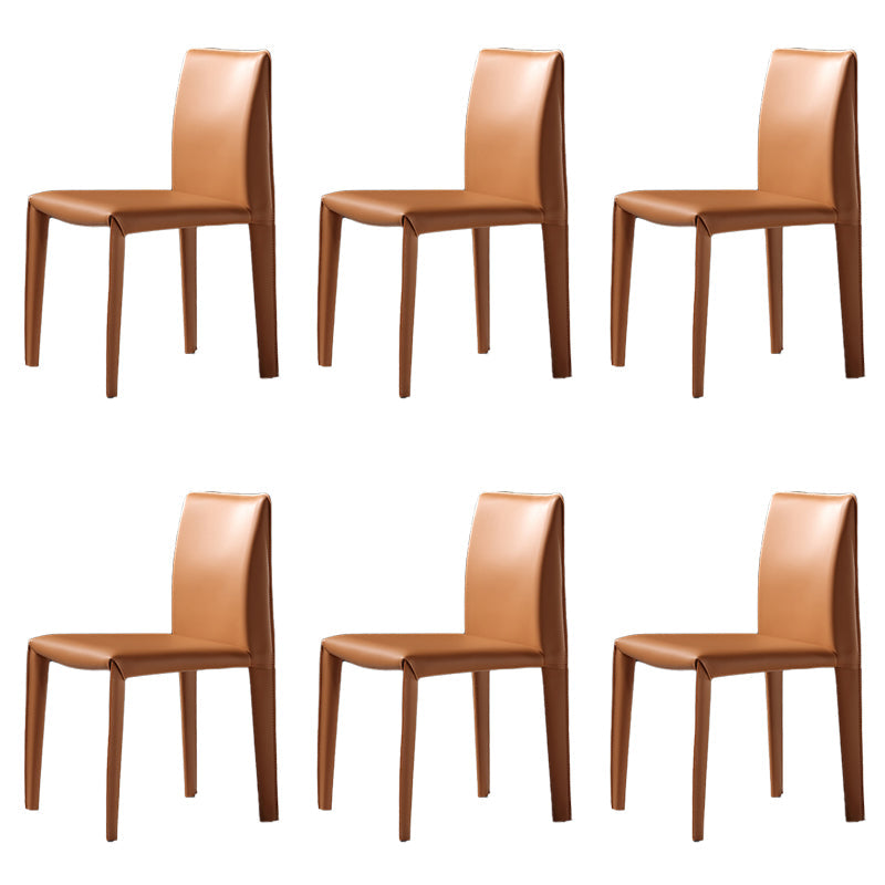 Modern Indoor Home Side Chair Faux Leather Upholstered Side Chair Orange 6 Piece Set Clearhalo 'Dining Chairs' 'Dining Tables & Seating' 'dining_chair' 'furn' 'furn_dining_chair' 'Furniture' 'Kitchen & Dining Furniture' 7643657