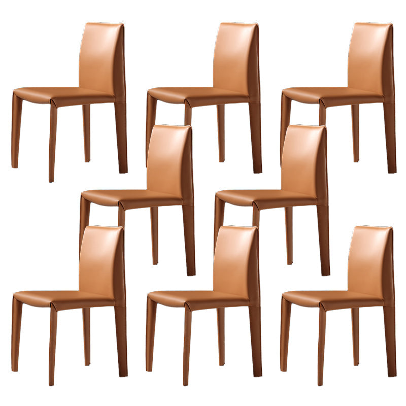 Modern Indoor Home Side Chair Faux Leather Upholstered Side Chair Orange 8 Piece Set Clearhalo 'Dining Chairs' 'Dining Tables & Seating' 'dining_chair' 'furn' 'furn_dining_chair' 'Furniture' 'Kitchen & Dining Furniture' 7643659