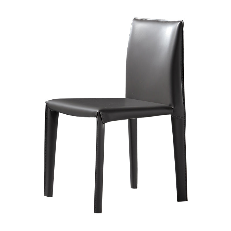 Modern Indoor Home Side Chair Faux Leather Upholstered Side Chair Dark Gray 1 Piece Clearhalo 'Dining Chairs' 'Dining Tables & Seating' 'dining_chair' 'furn' 'furn_dining_chair' 'Furniture' 'Kitchen & Dining Furniture' 7643661