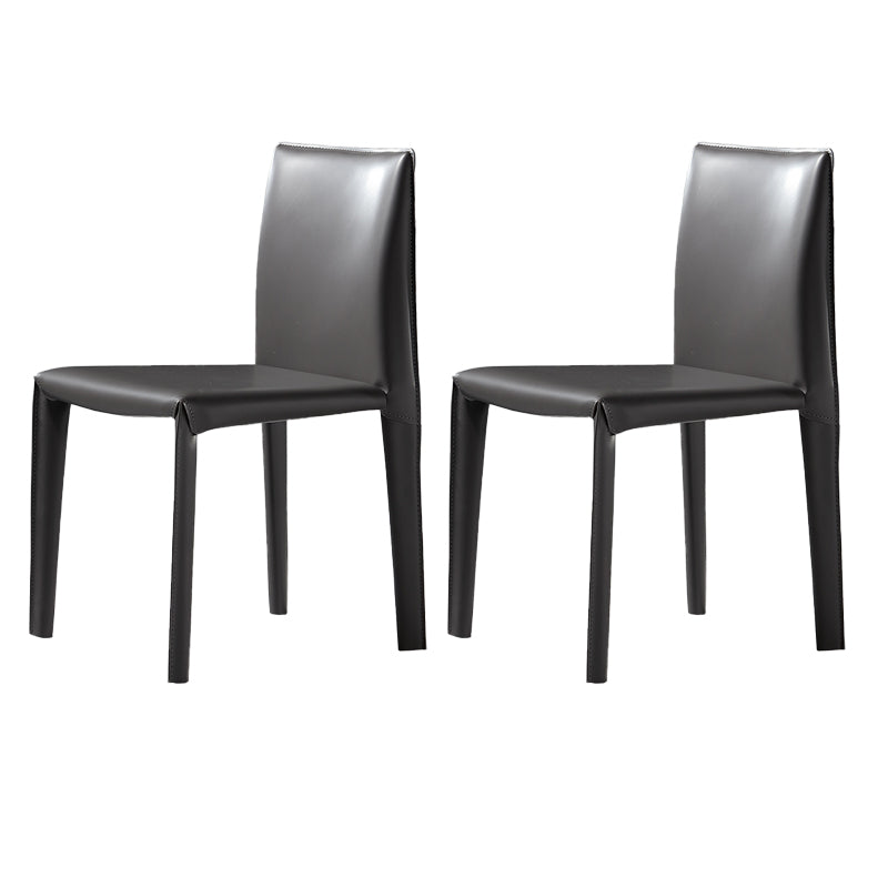 Modern Indoor Home Side Chair Faux Leather Upholstered Side Chair Dark Gray 2 Piece Set Clearhalo 'Dining Chairs' 'Dining Tables & Seating' 'dining_chair' 'furn' 'furn_dining_chair' 'Furniture' 'Kitchen & Dining Furniture' 7643664