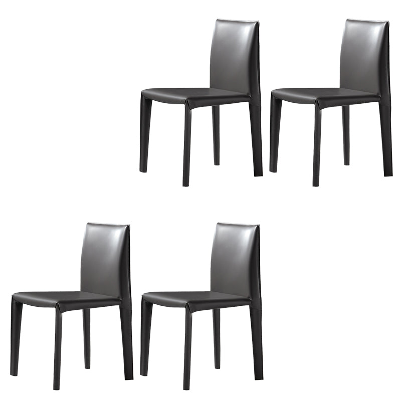 Modern Indoor Home Side Chair Faux Leather Upholstered Side Chair Dark Gray 4 Piece Set Clearhalo 'Dining Chairs' 'Dining Tables & Seating' 'dining_chair' 'furn' 'furn_dining_chair' 'Furniture' 'Kitchen & Dining Furniture' 7643665