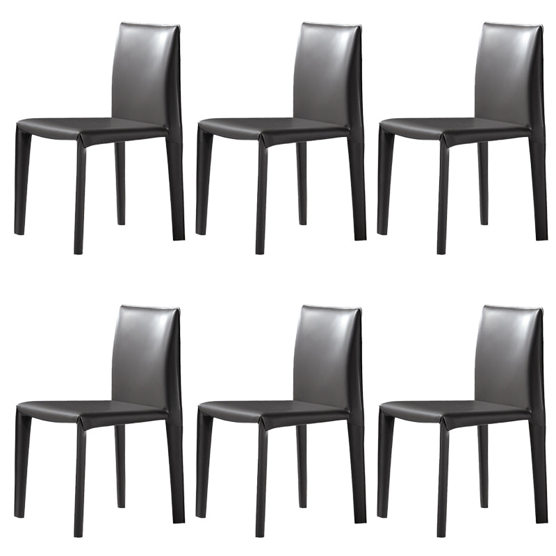 Modern Indoor Home Side Chair Faux Leather Upholstered Side Chair Dark Gray 6 Piece Set Clearhalo 'Dining Chairs' 'Dining Tables & Seating' 'dining_chair' 'furn' 'furn_dining_chair' 'Furniture' 'Kitchen & Dining Furniture' 7643667
