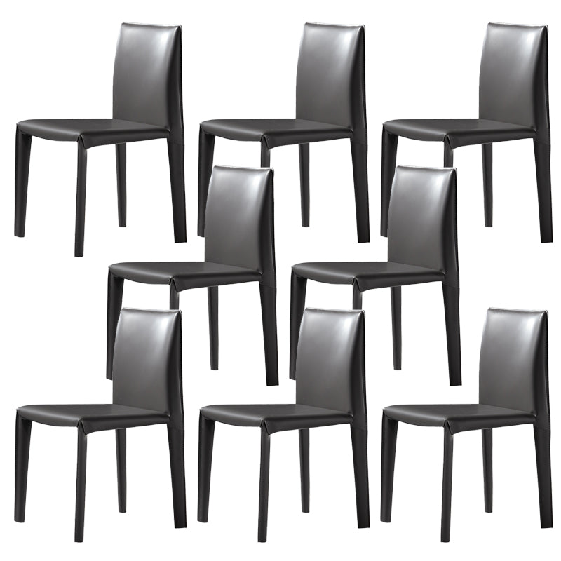 Modern Indoor Home Side Chair Faux Leather Upholstered Side Chair Dark Gray 8 Piece Set Clearhalo 'Dining Chairs' 'Dining Tables & Seating' 'dining_chair' 'furn' 'furn_dining_chair' 'Furniture' 'Kitchen & Dining Furniture' 7643669