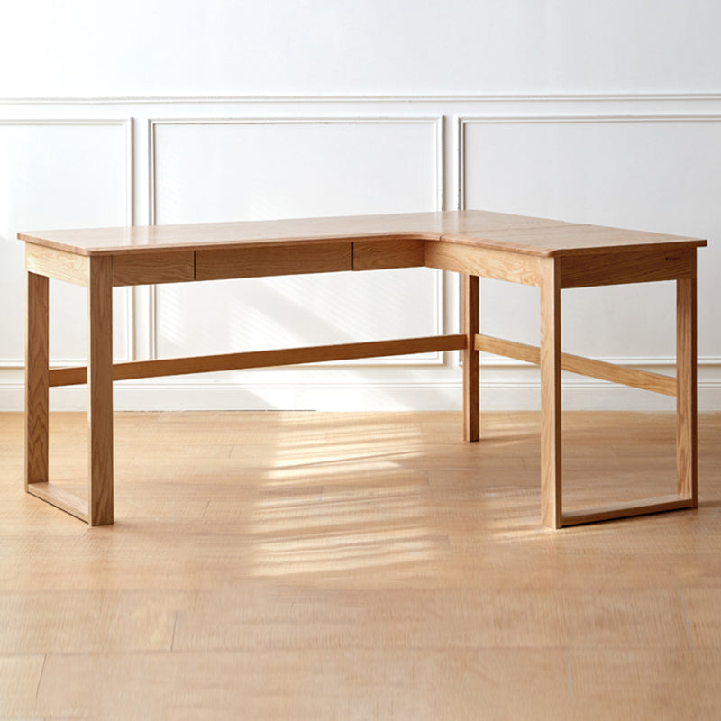 OAK L-Shape Home Writing Desk Drawer Cable Management Computer Ordink