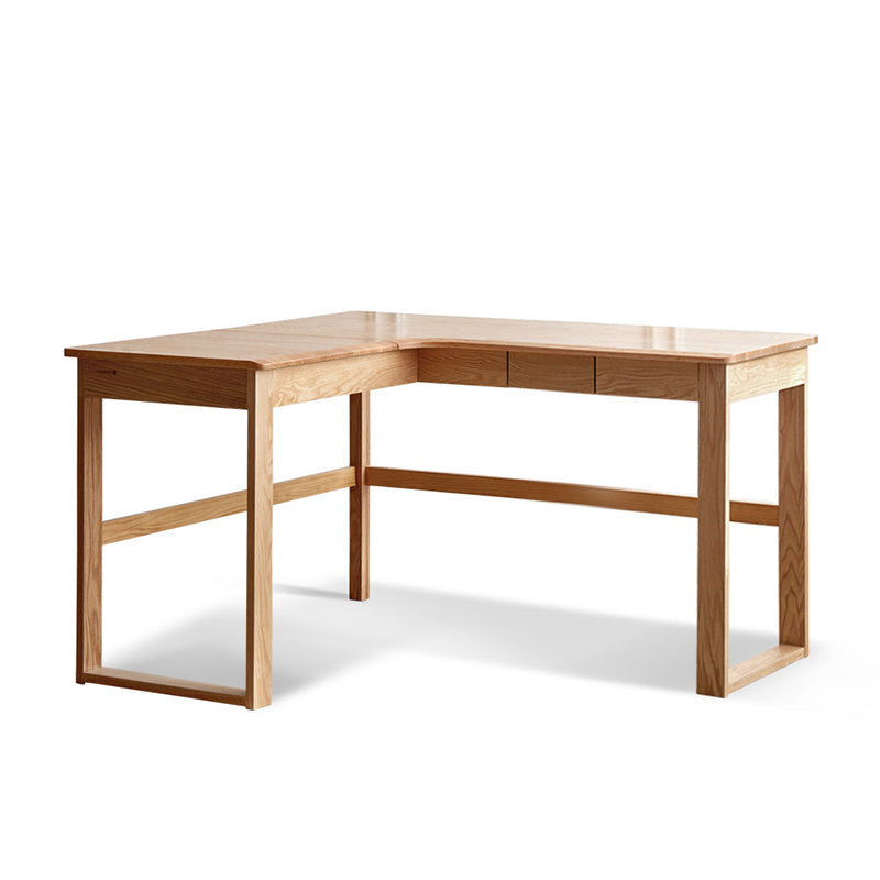 OAK L-Shape Home Writing Desk Drawer Cable Management Computer Ordink