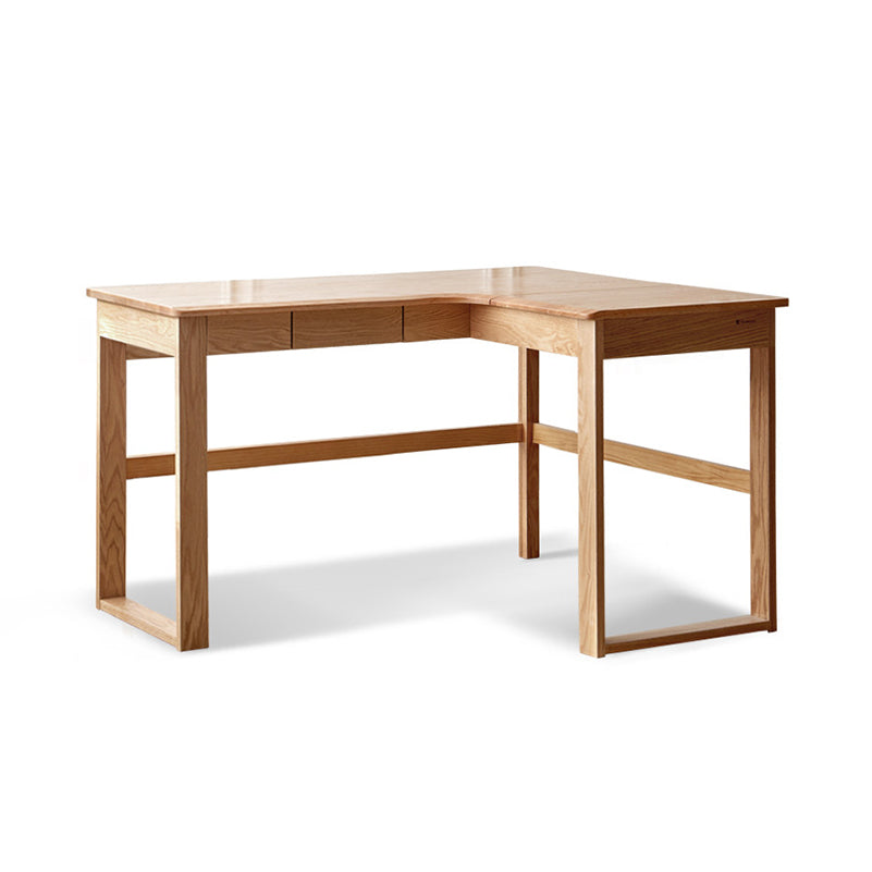 OAK L-Shape Home Writing Desk Drawer Cable Management Computer Ordink