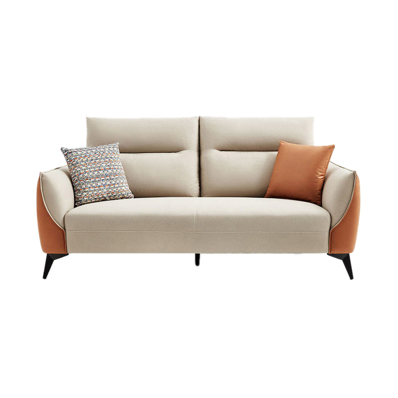 Contemporary Solid Color Sewn Pillow Back Sofa For Living Room