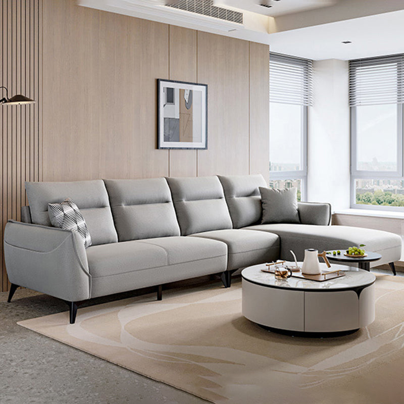 Contemporary Solid Color Sewn Pillow Back Sofa For Living Room