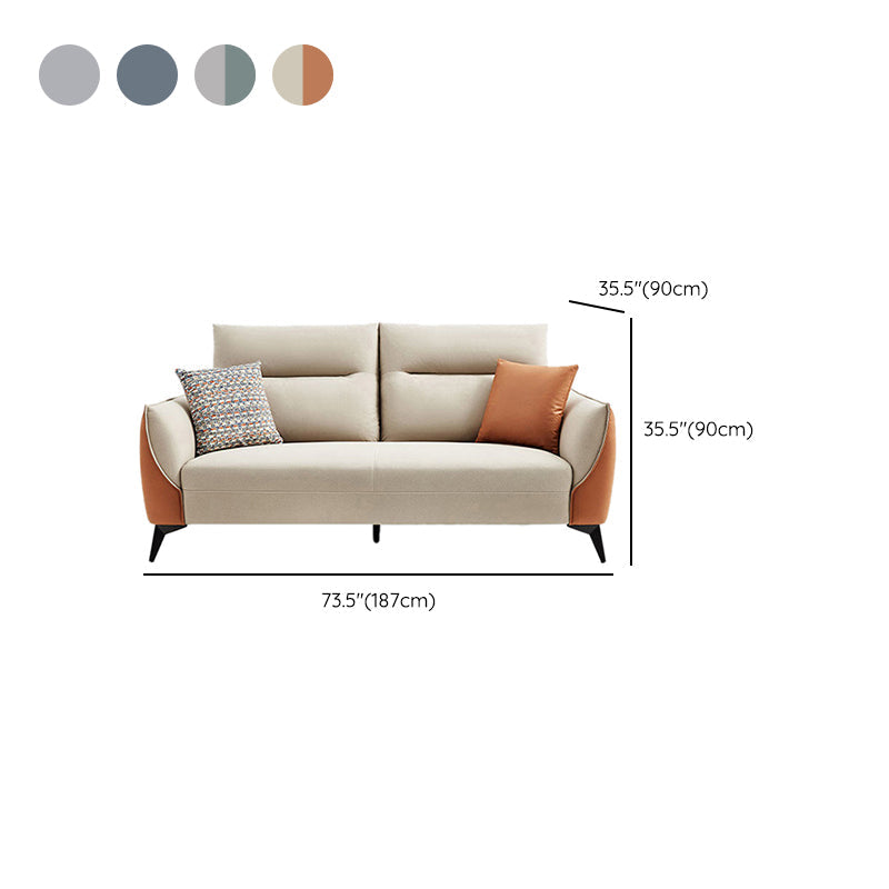 Contemporary Solid Color Sewn Pillow Back Sofa For Living Room