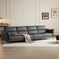 Modern Genuine Leather Sewn Pillow Back Flared Arm Sofa For Living Room