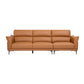Modern Genuine Leather Sewn Pillow Back Flared Arm Sofa For Living Room