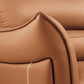 Modern Genuine Leather Sewn Pillow Back Flared Arm Sofa For Living Room