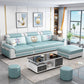 Contemporary Faux Leather Pillow Top Arm Sofa Ottoman Included