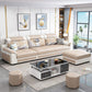 Contemporary Faux Leather Pillow Top Arm Sofa Ottoman Included