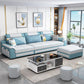 Contemporary Faux Leather Pillow Top Arm Sofa Ottoman Included