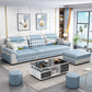 Contemporary Faux Leather Pillow Top Arm Sofa Ottoman Included