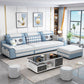 Contemporary Faux Leather Pillow Top Arm Sofa Ottoman Included