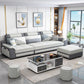 Contemporary Faux Leather Pillow Top Arm Sofa Ottoman Included