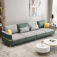 Contemporary Solid Color Faux Leather Square Arm Sofa For Living Room