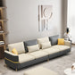 Contemporary Solid Color Faux Leather Square Arm Sofa For Living Room