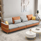 Contemporary Solid Color Faux Leather Square Arm Sofa For Living Room