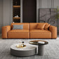 Contemporary Faux Leather Solid Color Square Arm Sofa For Living Room
