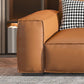 Contemporary Faux Leather Solid Color Square Arm Sofa For Living Room