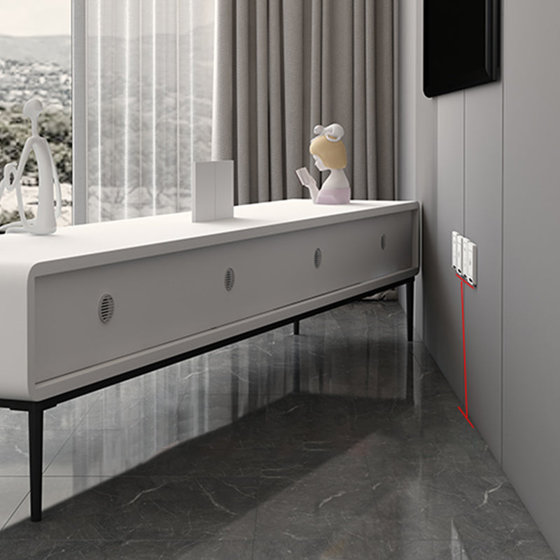 White TV Media Console Contemporary TV Stand Console with Drawers Clearhalo 'furn' 'furn_tv_stands_entertainment_centers' 'Furniture' 'Living Room Furniture' 'TV Stands & Entertainment Centers' 'TV Stands & Media Storage Furniture' 'tv_stands_entertainment_centers' 7647177