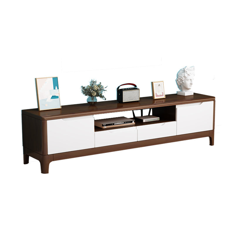 Open Storage TV Media Console Solid Wood TV Stand Console with Drawers Walnut White Clearhalo 'furn' 'furn_tv_stands_entertainment_centers' 'Furniture' 'Living Room Furniture' 'TV Stands & Entertainment Centers' 'TV Stands & Media Storage Furniture' 'tv_stands_entertainment_centers' 7647227