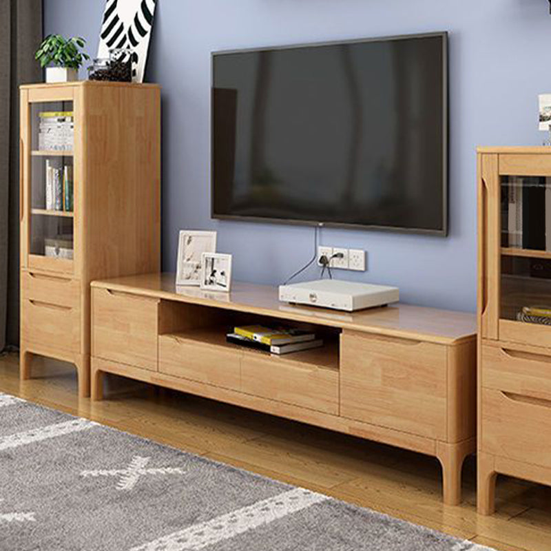 Open Storage TV Media Console Solid Wood TV Stand Console with Drawers Clearhalo 'furn' 'furn_tv_stands_entertainment_centers' 'Furniture' 'Living Room Furniture' 'TV Stands & Entertainment Centers' 'TV Stands & Media Storage Furniture' 'tv_stands_entertainment_centers' 7647228