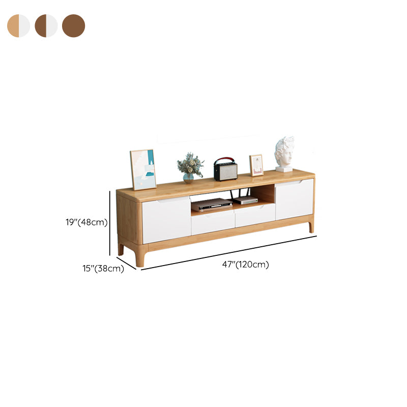Open Storage TV Media Console Solid Wood TV Stand Console with Drawers Clearhalo 'furn' 'furn_tv_stands_entertainment_centers' 'Furniture' 'Living Room Furniture' 'TV Stands & Entertainment Centers' 'TV Stands & Media Storage Furniture' 'tv_stands_entertainment_centers' 7647239
