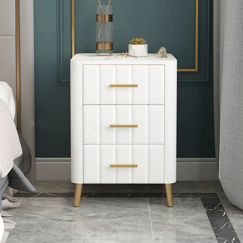 Table de nuit contemporaine fausse table de chevet de lit en marbre pour chambre à coucher