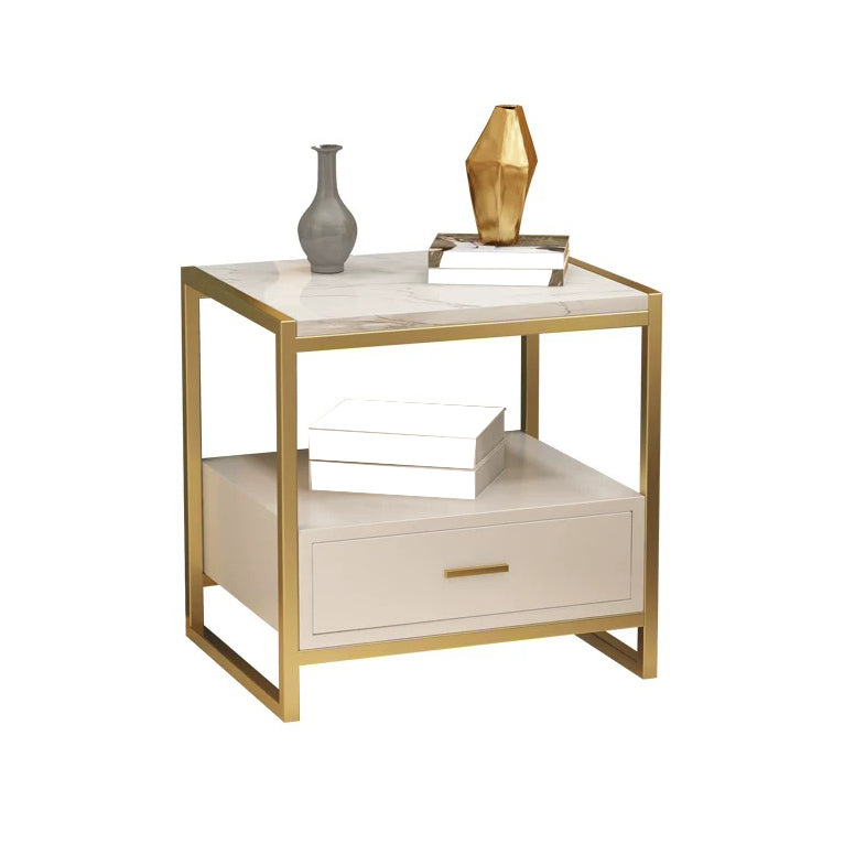 Table de nuit contemporaine fausse table de chevet de lit en marbre pour chambre à coucher