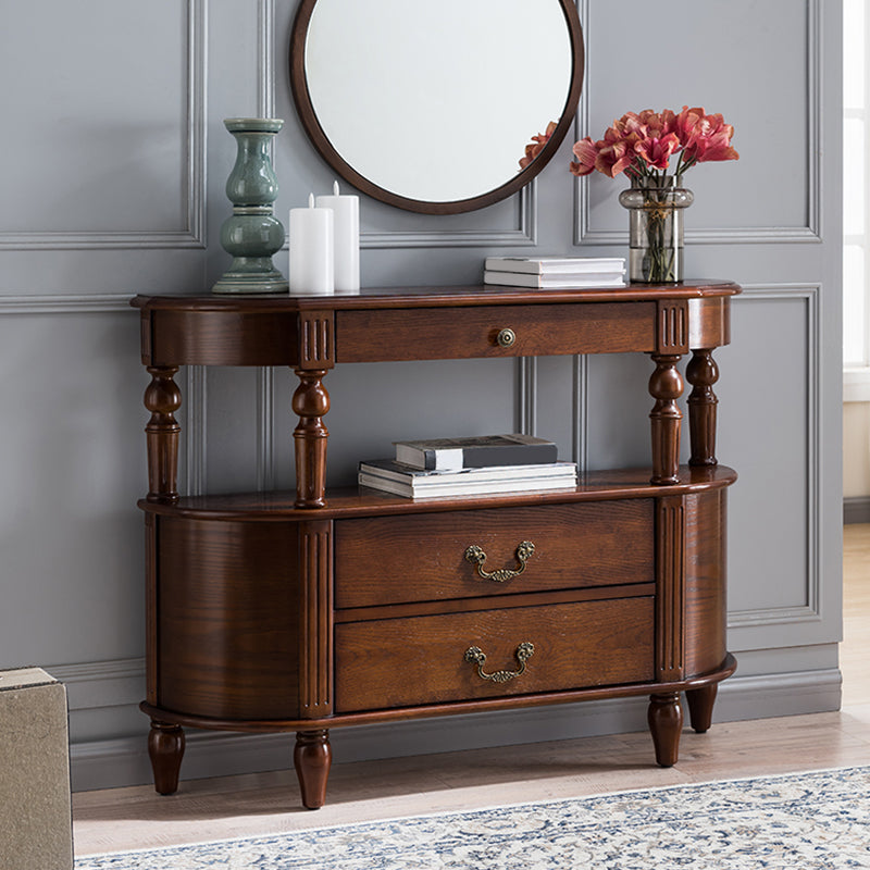 Half Moon Shape Contemporary Console Table Brown/Grey Console Sofa Table