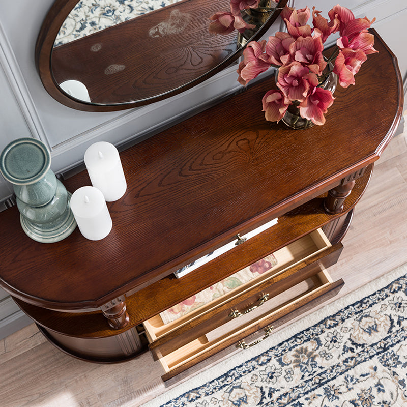 Half Moon Shape Contemporary Console Table Brown/Grey Console Sofa Table