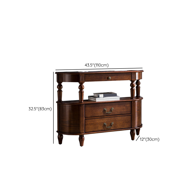 Half Moon Shape Contemporary Console Table Brown/Grey Console Sofa Table